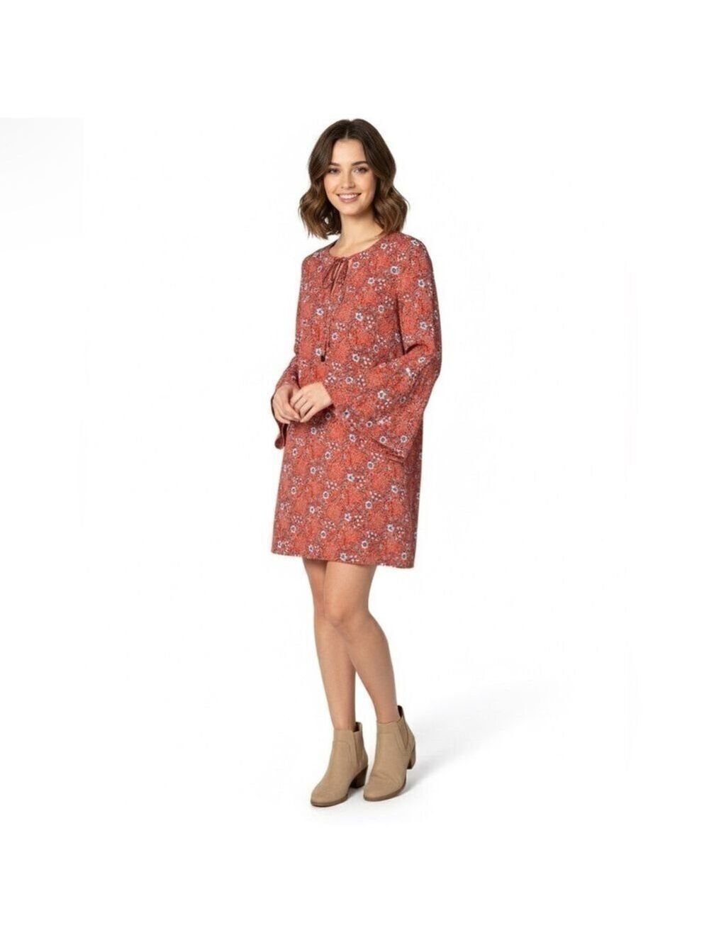 JASMINE & JULIANA Easy Care Poly Fully Lined Floral Mini Dress / Tunic Sz M